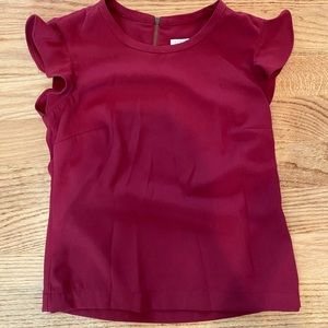 J. Crew Burgundy Ruffle Sleeve Tank Top